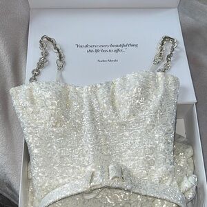 NADINE MERABI Elegant White Romper - size Small